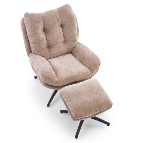 Fauteuil Et Repose Pieds En Tissu Beige Avec Bascule Gasper