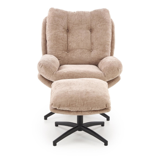 Fauteuil Et Repose Pieds En Tissu Beige Avec Bascule Gasper