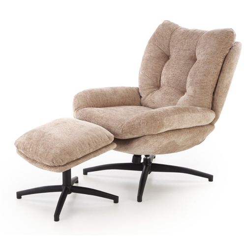 Fauteuil Et Repose Pieds En Tissu Beige Avec Bascule Gasper