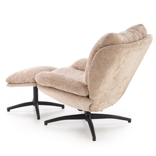 Fauteuil Et Repose Pieds En Tissu Beige Avec Bascule Gasper