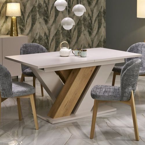 Table à Manger Extensible Beige Et Bois 160-200cm Xenori