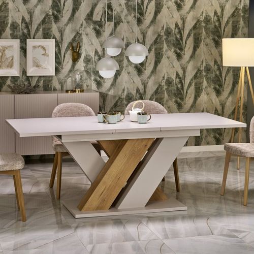 Table à Manger Extensible Beige Et Bois 160-200cm Xenori