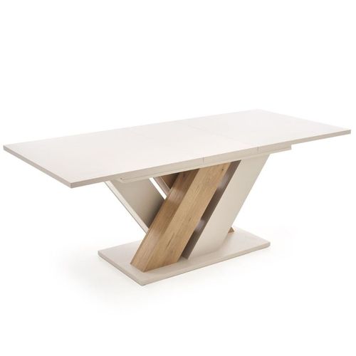 Table à Manger Extensible Beige Et Bois 160-200cm Xenori