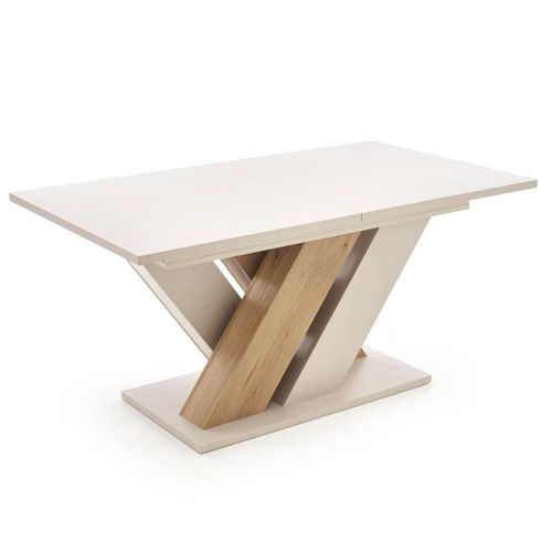 Table à Manger Extensible Beige Et Bois 160-200cm Xenori