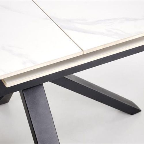 Table à Manger Design 140-180 Cm Aspect Marbre Blanc Juan