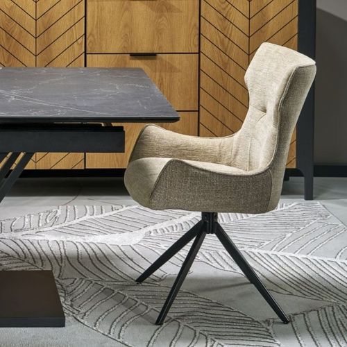 Chaise De Salle à Manger Design En Tissu Beige Beatrix