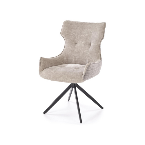 Chaise Design En Tissu Gris - Pieds Métal 4 Branches Beatrix