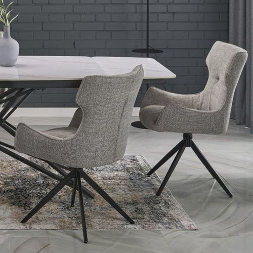 Chaise Design En Tissu Gris - Pieds Métal 4 Branches Beatrix