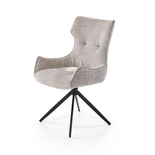 Chaise Design En Tissu Gris - Pieds Métal 4 Branches Beatrix