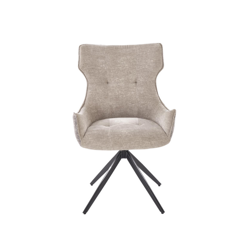 Chaise Design En Tissu Gris - Pieds Métal 4 Branches Beatrix