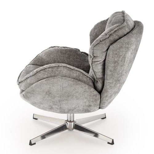 Fauteuil Confort Gris En Tissu, Pivotant, Pied 4 Branches Dadou