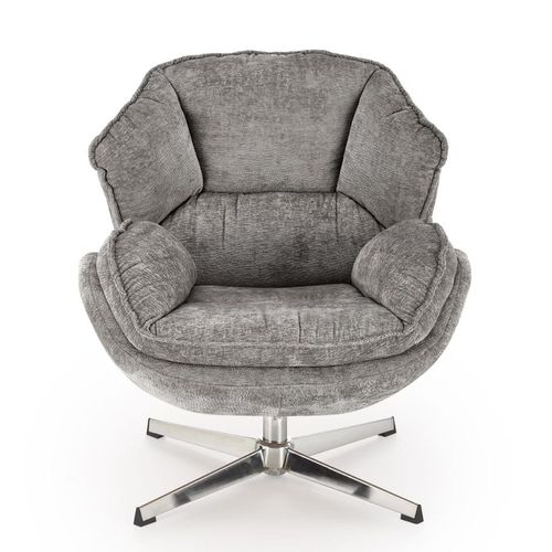 Fauteuil Confort Gris En Tissu, Pivotant, Pied 4 Branches Dadou