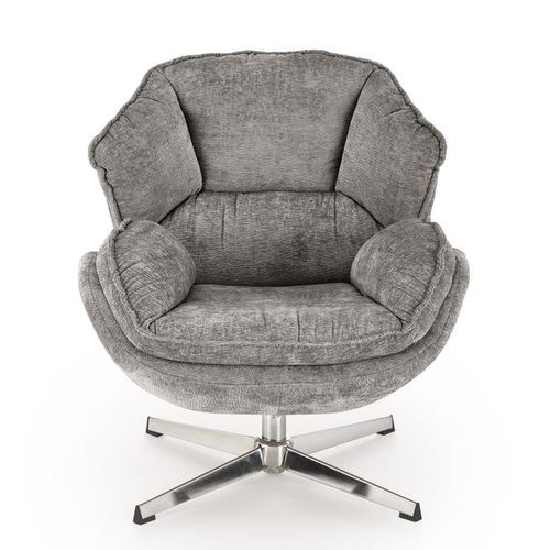 Fauteuil Confort Gris En Tissu, Pivotant, Pied 4 Branches Dadou