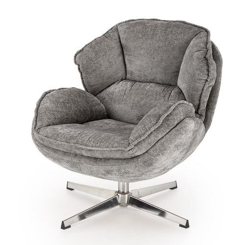 Fauteuil Confort Gris En Tissu, Pivotant, Pied 4 Branches Dadou