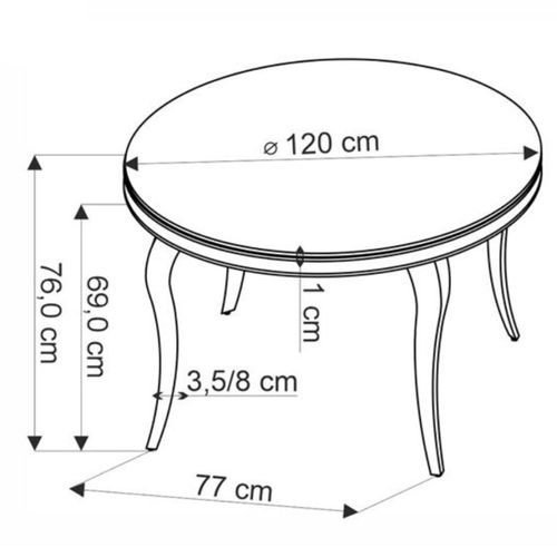 Table à Manger Ronde Baroque 120 Cm Aspect Marbre, Pieds Argentés Canica