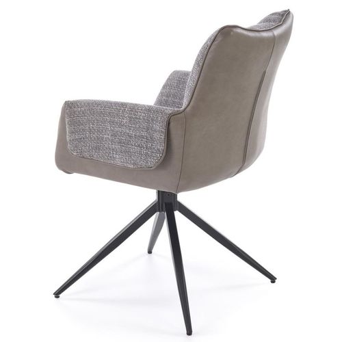 Chaise Grise Pivotante Design, Tissu Et Éco-cuir, Pied Métal Noir Ludmila