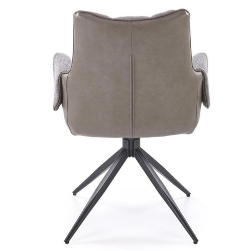 Chaise Grise Pivotante Design, Tissu Et Éco-cuir, Pied Métal Noir Ludmila