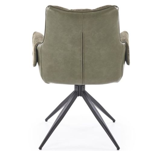 Chaise Pivotante Vert Olive, Tissu et Éco-cuir, Pied Métal 4 Branches Ludmila