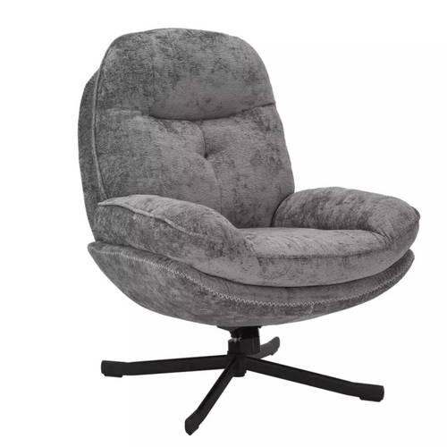 Fauteuil Pivotant à 360° Moelleux En Tissu Gris Sans Accoudoirs Couleur Gris Zalka