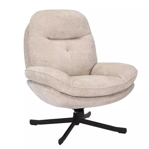 Fauteuil Pivotant à 360° En Tissu Moelleux Sans Accoudoirs Couleur Beige Zalka