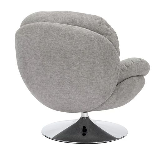 Fauteuil Pivotant Tissu Gris Clair, Pied Rond Métal Chromé Noche