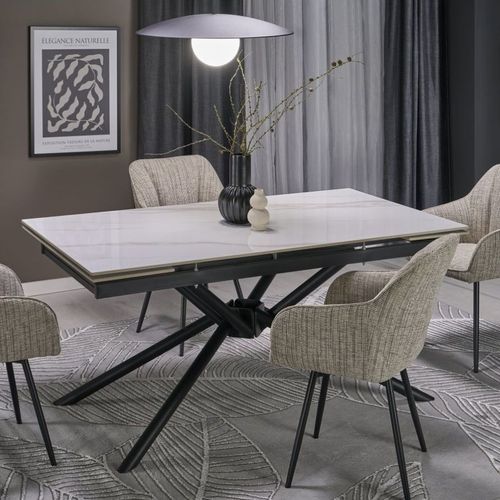 Table à Manger Extensible 160 / 220 Cm Aspect Marbre Blanc Viktor