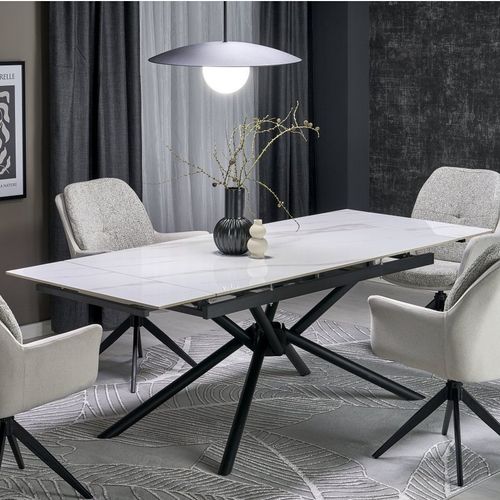 Table à Manger Extensible 160 / 220 Cm Aspect Marbre Blanc Viktor