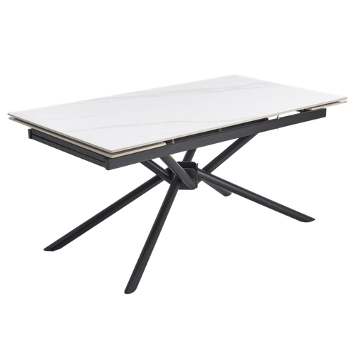 Table à Manger Extensible 160 / 220 Cm Aspect Marbre Blanc Viktor