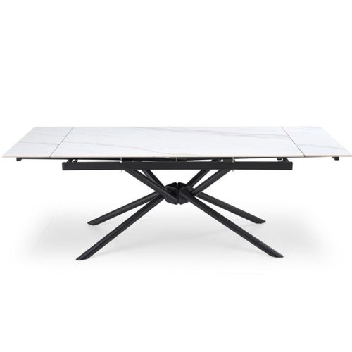Table à Manger Extensible 160 / 220 Cm Aspect Marbre Blanc Viktor