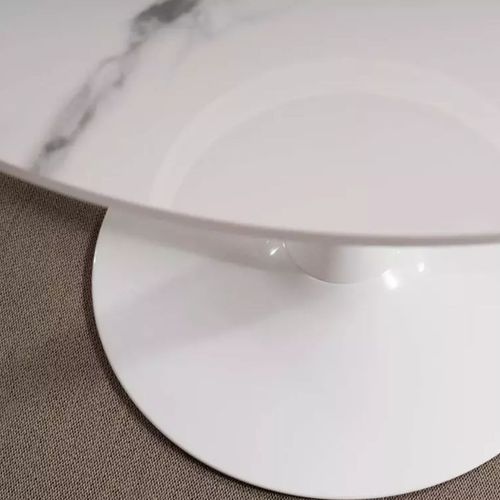 Table Ronde Blanche 90 Cm Avec Plateau Céramique Omega