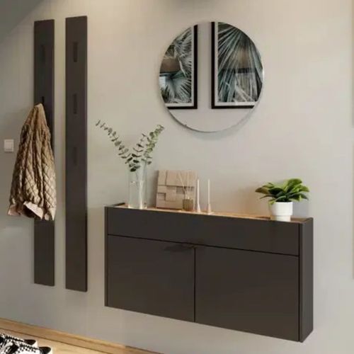 Porte Manteau Mural 15 X 170 Cm Gris Graphite Justy