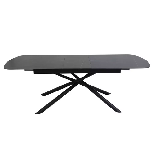 Table Extensible De Salle à Manger Noir Mat Scandinave 180 + 40cm Céramique Et Métal Vila