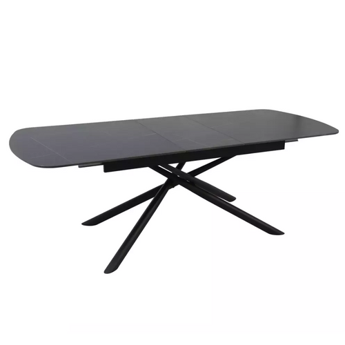 Table Extensible De Salle à Manger Noir Mat Scandinave 180 + 40cm Céramique Et Métal Vila