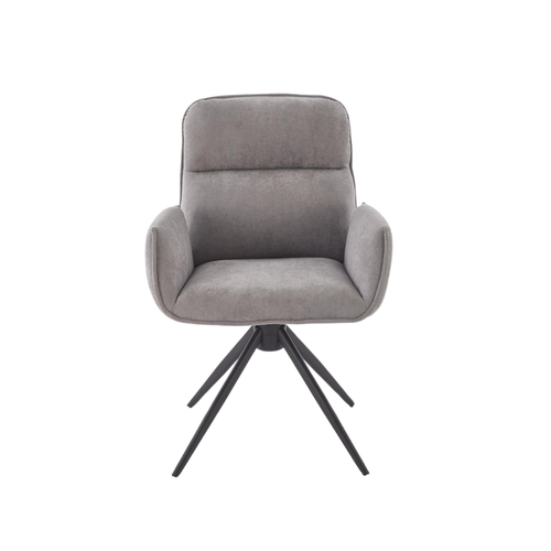 Chaise Pivotante En Tissu Gris Et Pied En Métal Noir Mirka