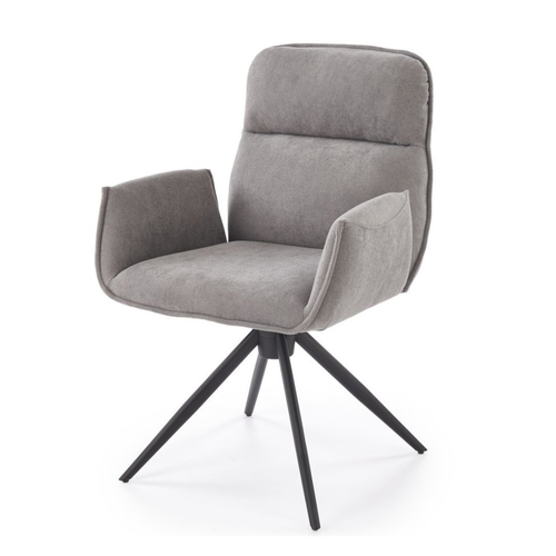 Chaise Pivotante En Tissu Gris Et Pied En Métal Noir Mirka