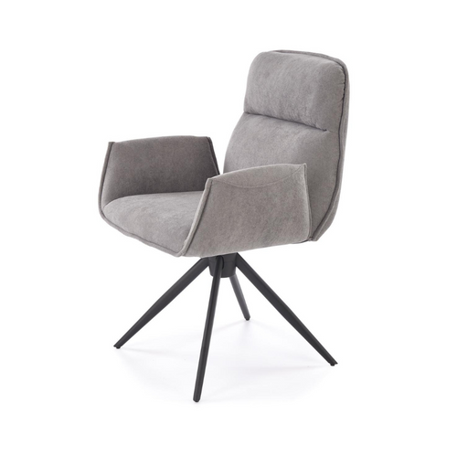 Chaise Pivotante En Tissu Gris Et Pied En Métal Noir Mirka