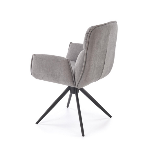 Chaise Pivotante En Tissu Gris Et Pied En Métal Noir Mirka