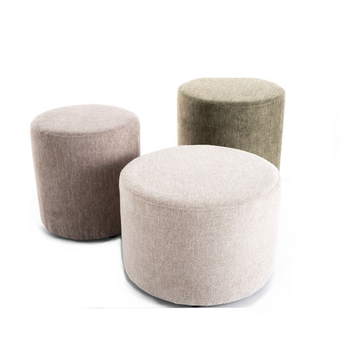 Pouf Rond En Tissu 33 X 36 Cm Beige Olive Vadia