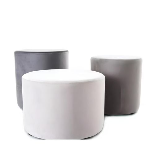 Pouf Rond En Velours 33 X 36 Cm Gris Clair Delta