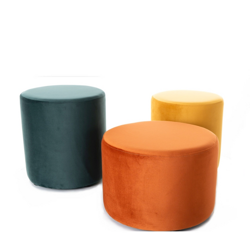 Pouf Rond En Velours 33 X 36 Cm Cannelle Delta