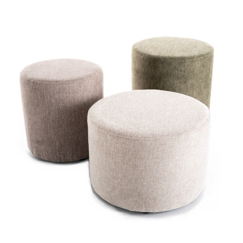 Pouf Rond En Tissu 38 X 42 Cms Beige Vadia