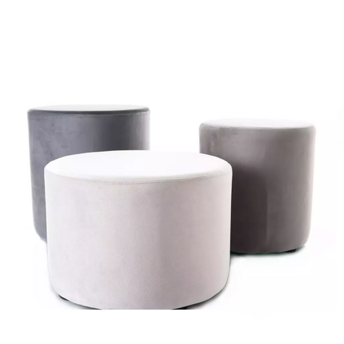 Pouf Rond En Velours 38 X 42 Cm Gris Clair Delta