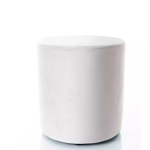 Pouf Rond En Velours 38 X 42 Cm Gris Clair Delta