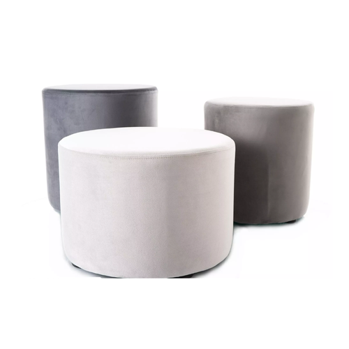 Pouf Rond En Velours 43 X 32 Cm Gris Delta