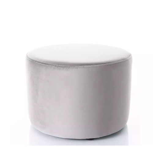 Pouf Rond En Velours 43 X 32 Cm Gris Delta