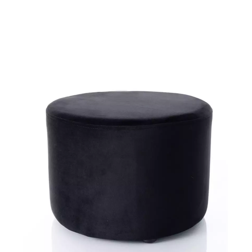 Pouf Rond En Velours 43 X 32 Cm Noir Delta