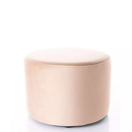 Pouf Rond En Velours 43 X 32 Cm Beige Delta
