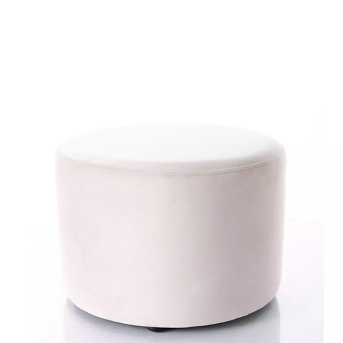 Pouf Rond En Velours 43 X 32 Cm Beige Clair Delta