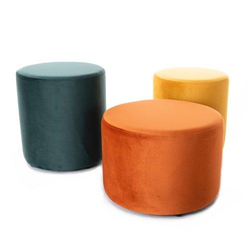 Pouf Rond En Velours 43 X 32 Cm Vert Delta