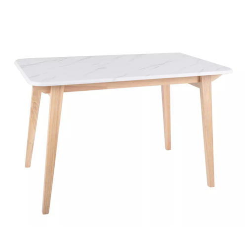 Table Rectangulaire 120 Cm Marbre Blanc Et Bois Chêne Nordicaz